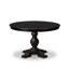 Ensemble de salle à manger 5 pièces comprenant une table ronde de 48 po avec piédestal et 4 chaises rembourrées en tissu de polyester noir, noir sablé-417190540