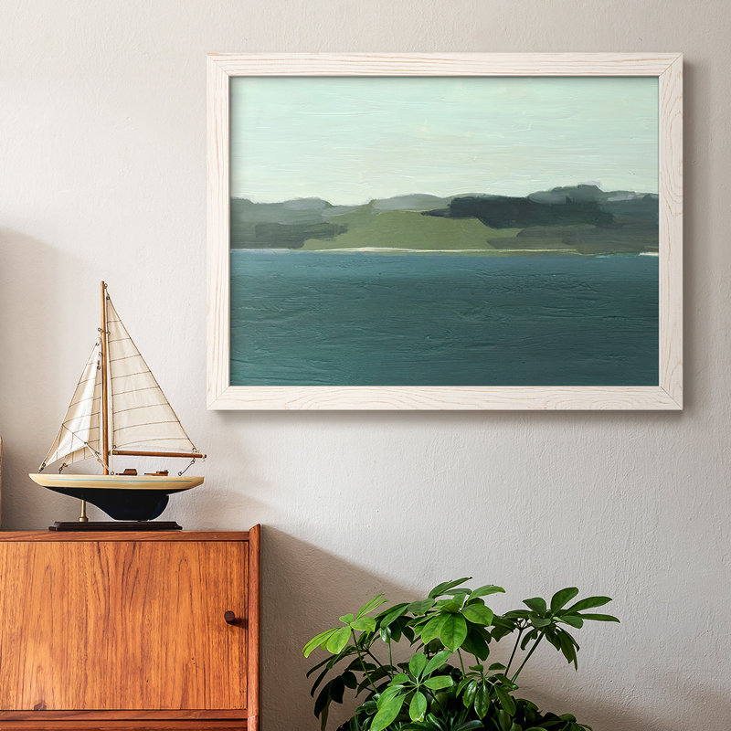 Calming Lake View I, reproduction d'art sur toile, Cadre blanc, H 22 po x l 32 po x P 1,5 po