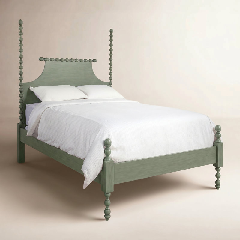Mary Spindle Four Post Bed, Queen, Mineral
