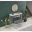 Repose-pieds, plateau moderne en tissu gris ardoise avec pieds chromés - Hall d'entrée / chambre à coucher / salon | Chrome argenté | Cadre en métal-2050318592