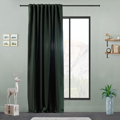 Extra Long & Extra Wide Faux Linen Decorative Curtain Single Panel
