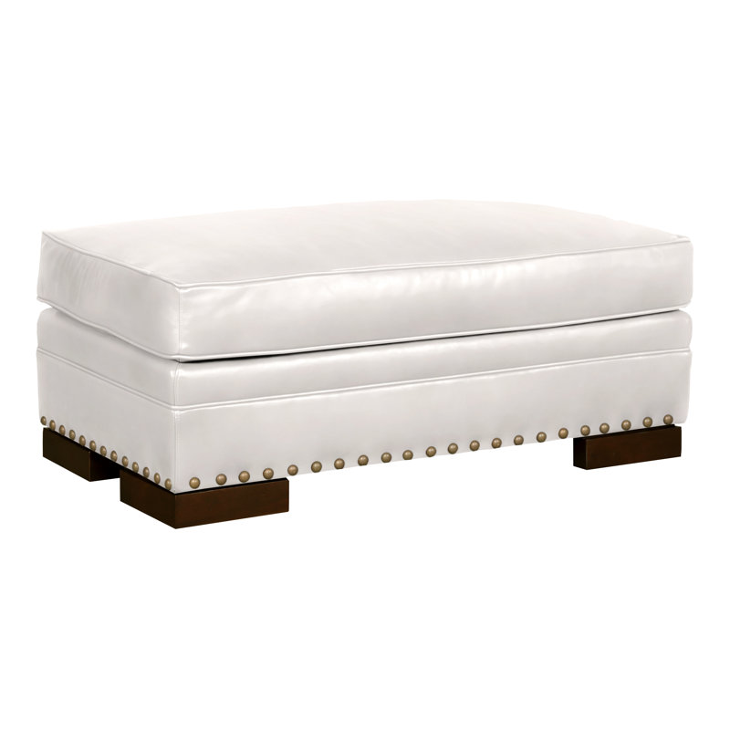 Riverside Upholstered Ottoman, Dove Gray, Regent Chalk Genuine Leather, Yes