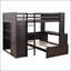 Lit mezzanine double Kaylianne avec lit simple autoportant, tablettes, bureau et garde-robe pour optimiser l'espace