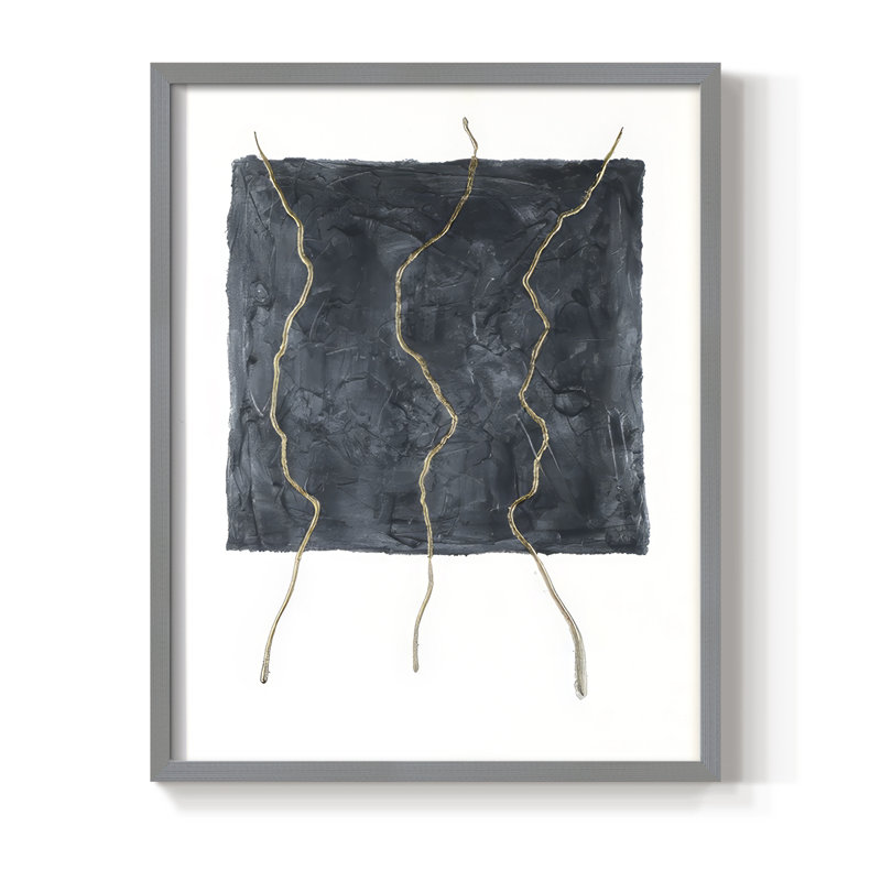 Divided Plot III Framed Print - Solid Wood, 15" H x 12" W, Gray