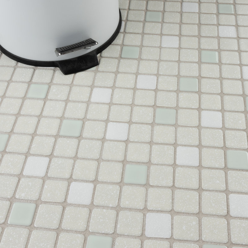 Crystalline Square 1.1" x 1.1" Porcelain Grid Mosaic Wall & Floor Tile, Pistachio
