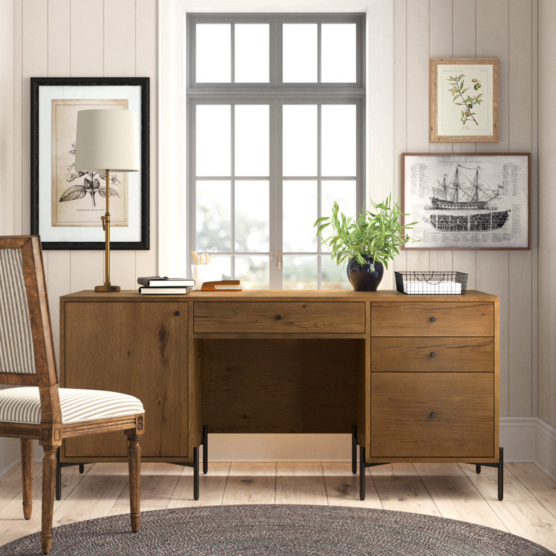 Aceton Executive Desk, Amber Resin Oak