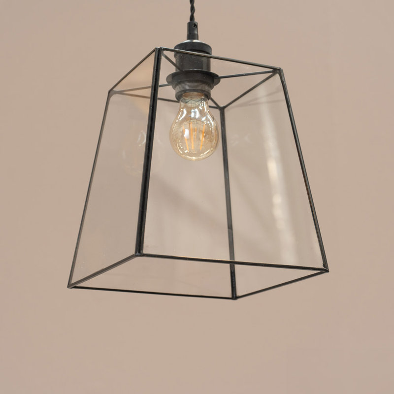 19cm H Glass Square Lamp Shade ( Clip On ), Chrome