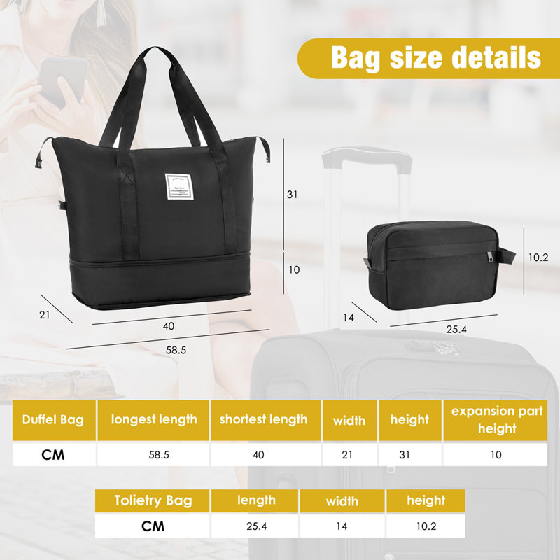 Ensemble de valise extensible avec sac de voyage 3 pièces Softside