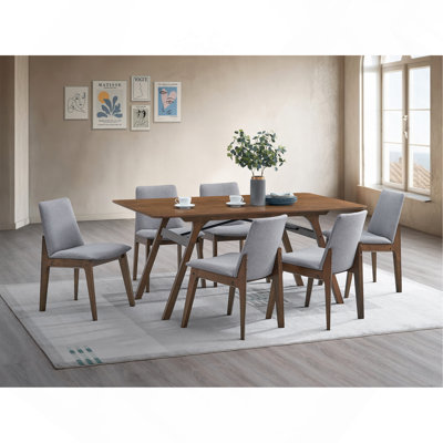 Dining Set 7-Pieces, Grey Wooden, Dining Room Furniture