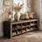 48.6" Farmhouse Shoe Storage Bench With 12 Cubbies, Black Entryway Bench , Mudroom Shoe Rack Bench With Narrow Cubbies For Living Room