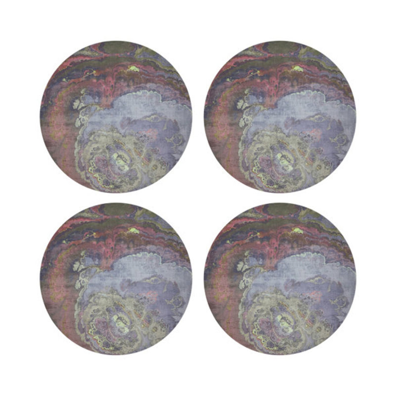 Sous-verres ronds en cuir taupe Agate, Taupe