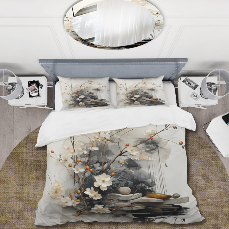 Asian Art Classics Sumi III - Ensemble de housse de couette Asian Art - Microfibre de polyester