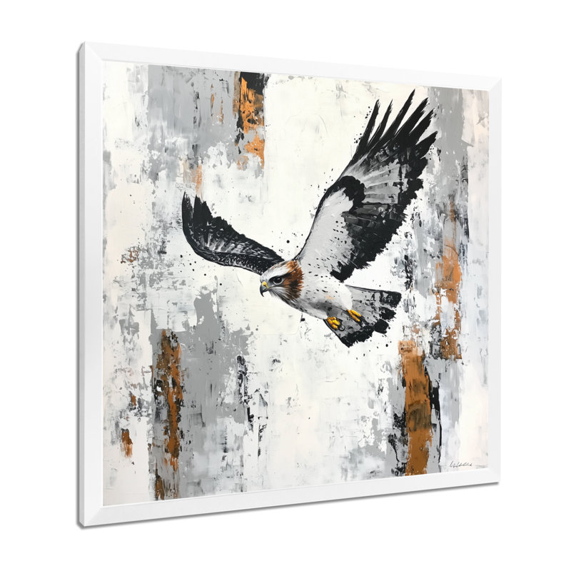 Hawk planant sur les montagnes III - Hawk, art mural, Reproduction encadrée d'une seule photo sans pass, 30" H x 30" W, Blanc