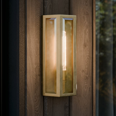 Applique murale d'extérieur 1 lumière avec verre transparent en laiton naturel Berens