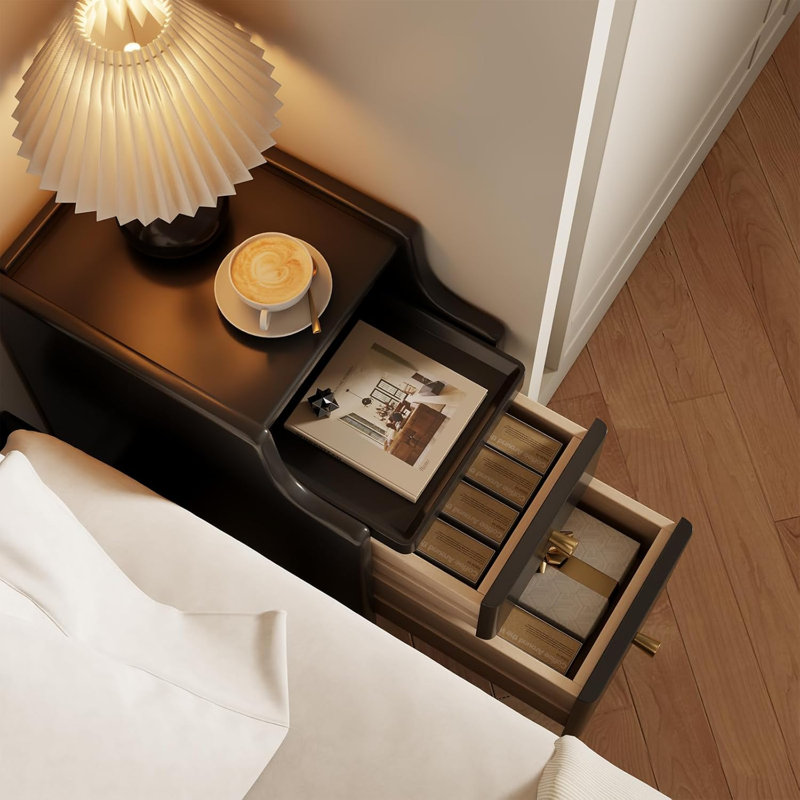 A Small Bedside Table With Drawers, Black