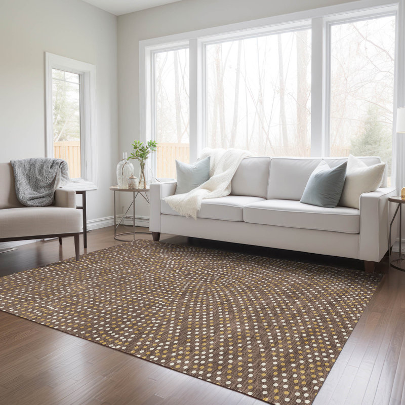 Brown Synthetic 9' x 12' Washable Non-Slip Area Rug