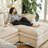 Corduroy 3-Seat Sofa U Shaped Couch For Livingroom Apartment-1715937793
