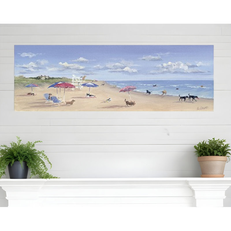 Dogs Rule The Beach Unframed Wall Art, 10" H x 30" W x 1,25" D