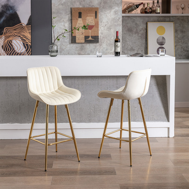 Ensemble de 2 tabourets de bar, Tabouret de comptoir (siège d'une hauteur de 26 p, Crème, crème