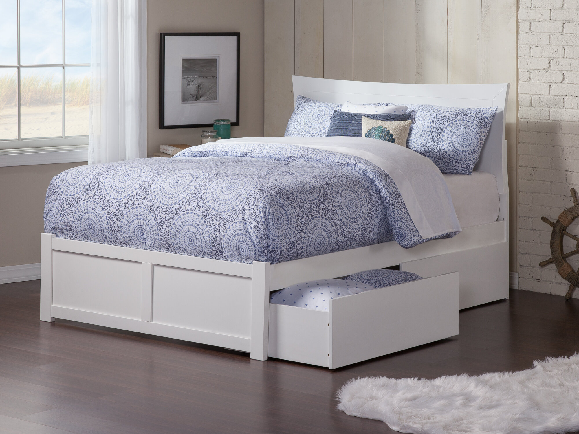 Viv + Rae Flagg Solid Wood Storage Platform Bed with Footboard and ...