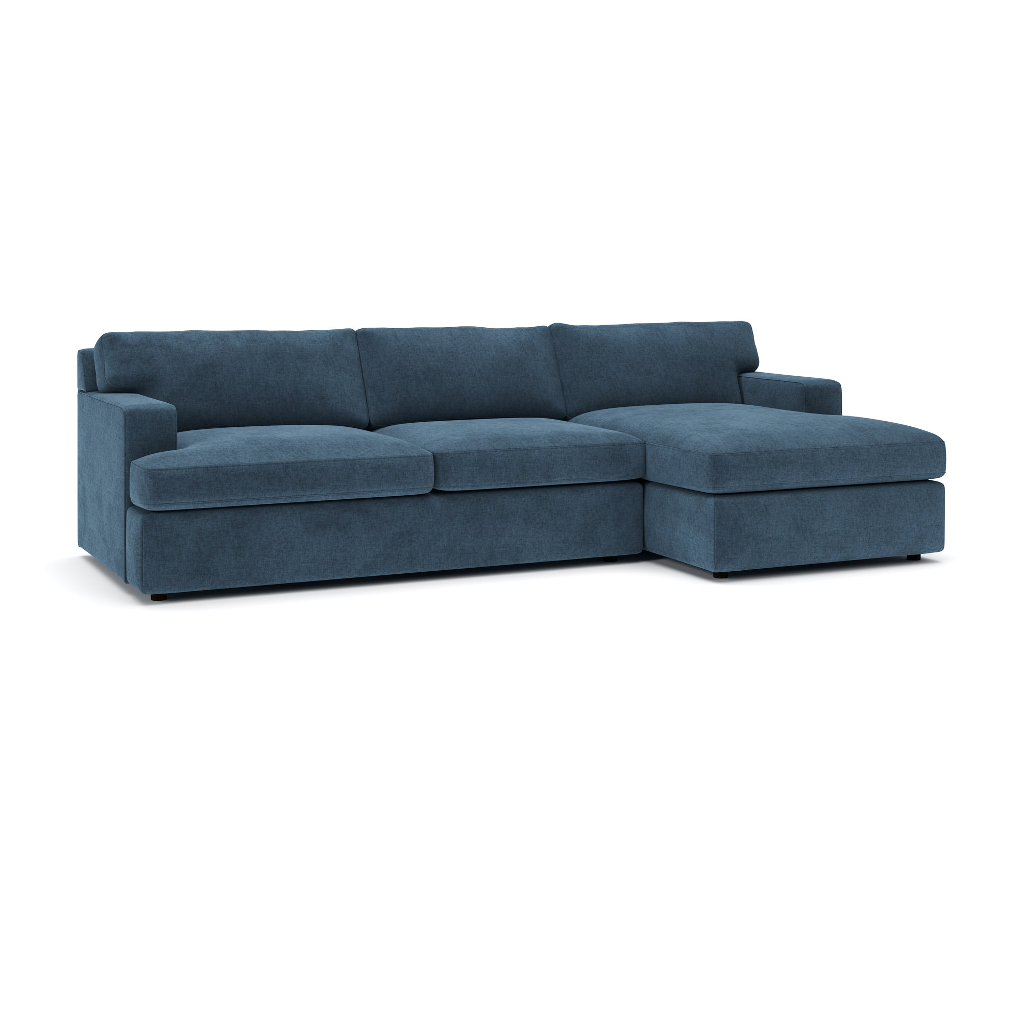 Cleo 2-Piece Upholstered Sectional, Zuma Navy Textured Linen, Right Hand Facing