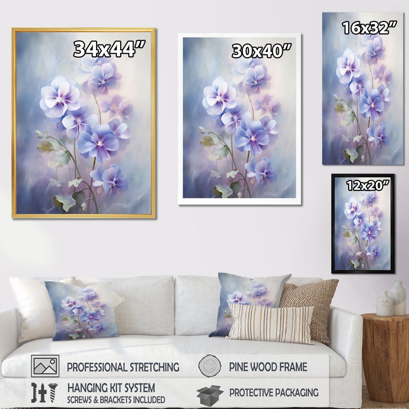 " Violets Romantic Impression ", Wrapped Canvas, 32" H x 24" W x 1" D