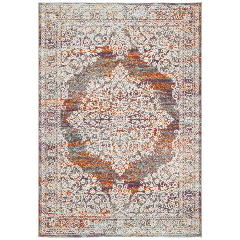 Tapis oriental gris / rouille Felty, Rectangulaire 3 pi x 5 pi