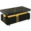 Table basse noire avec tiroirs pratiques et roulettes