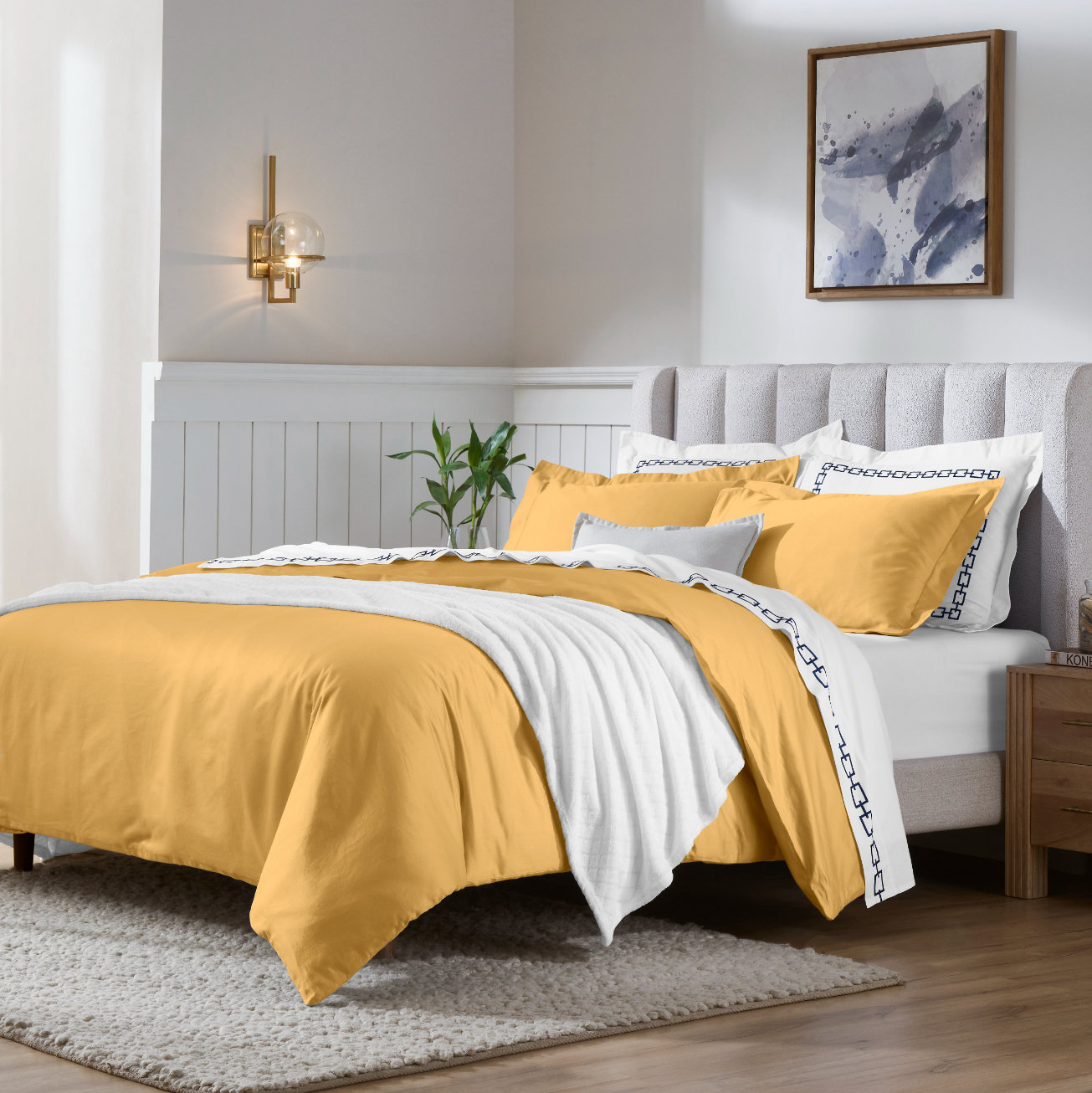 Egyptian Cotton Duvet Cover Set, Maple Sugar, Full/Queen Duvet Cover + 2 Pillow Sham