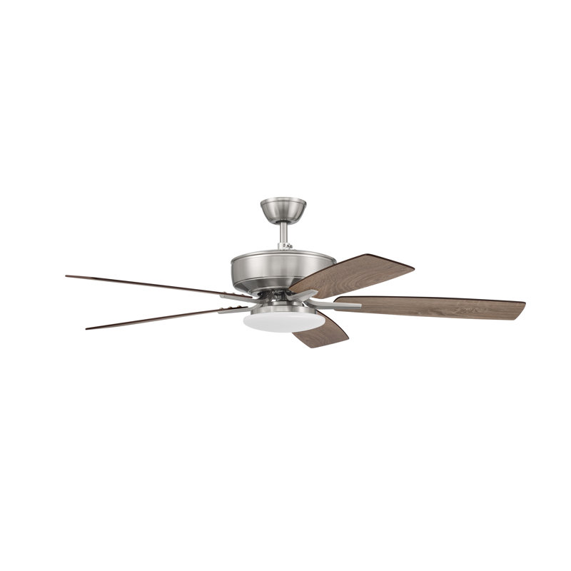 Ventilateur de plafond de 52 po avec éclairage à DEL, Nickel poli brossé / brun clair