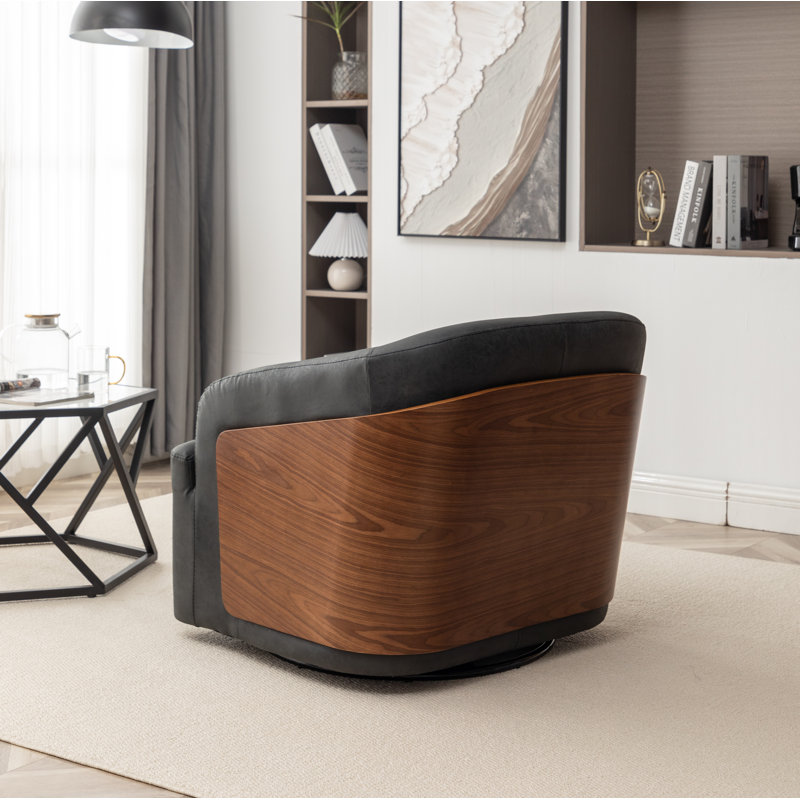 Wade Logan® Broderic Faux Leather Swivel Barrel Chair Reviews