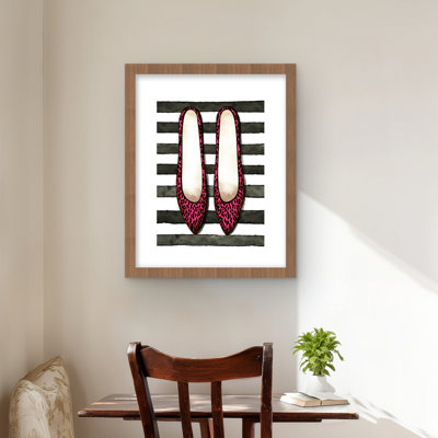 Leopard Pink Shoes - Illustrative Matted Print | Home Decor