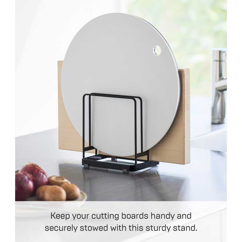 Black Steel Cylinder Crock Cutting Board Stand
