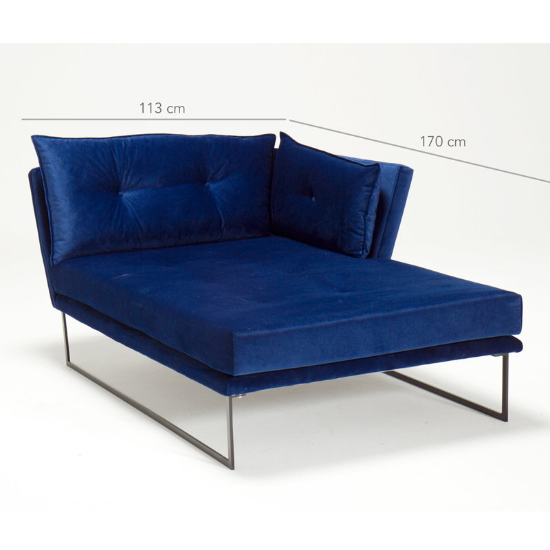 Composant de siège de lit réversible de 44,5 po de large Hertwig, 100 % polyester bleu