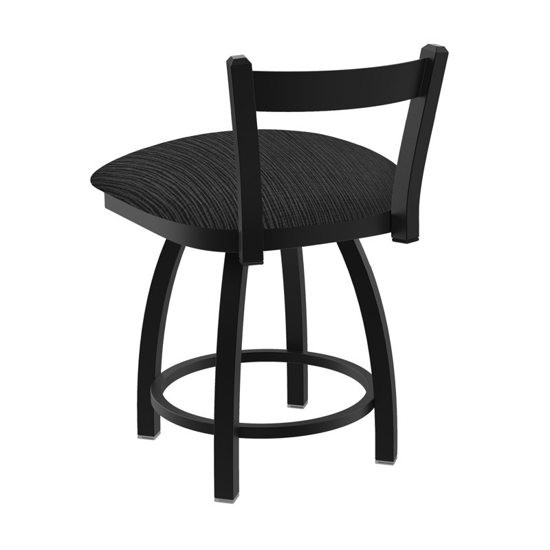 Tabouret de coiffeuse en métal Catalina, Noir froissé, Tissu graphique charbon