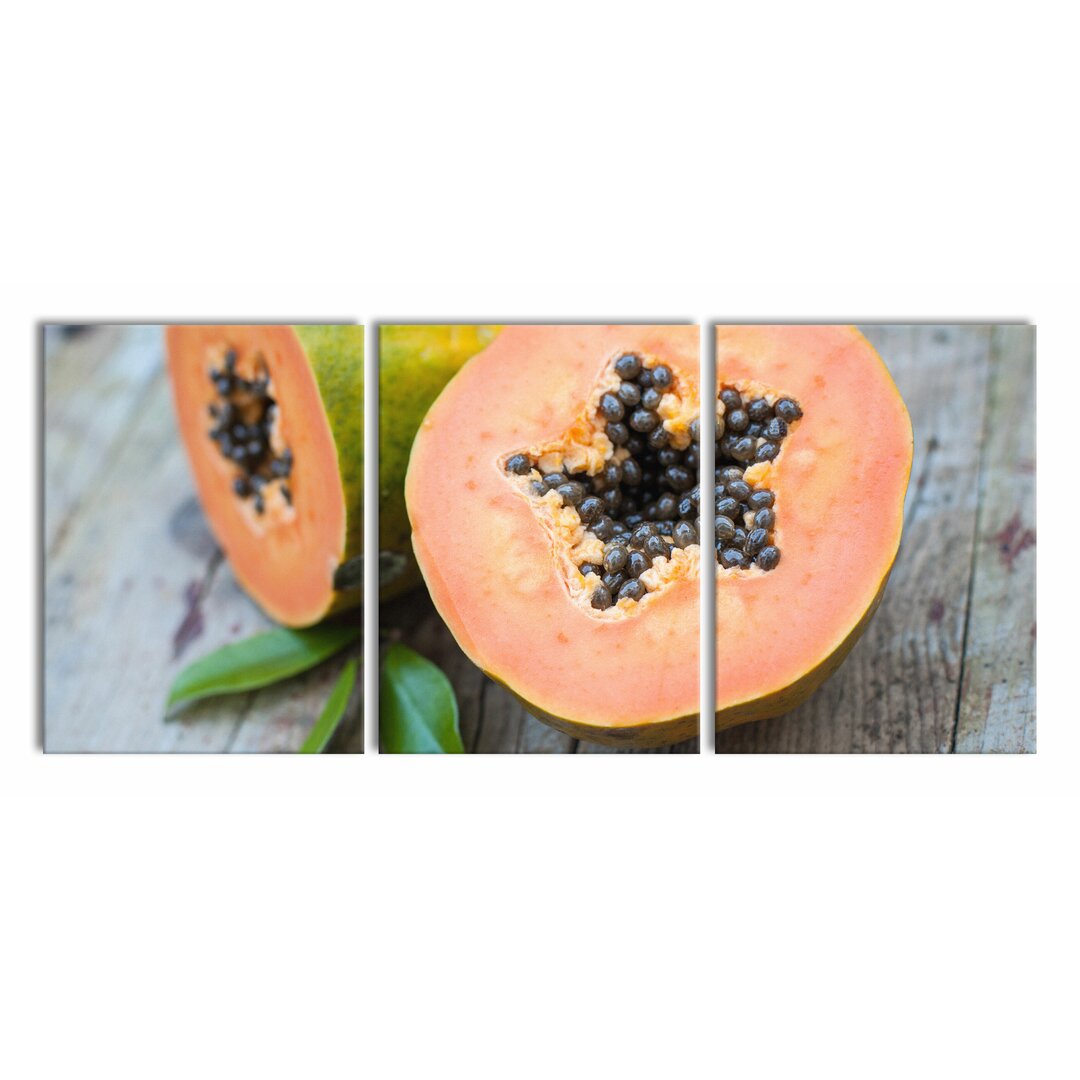 3-tlg. Leinwandbilder-Set Delicious Cut-Open Papaya