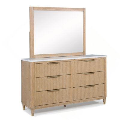 Modern Aesthetic Natural Wood Finish Ample Storage Space Dresser&Chest Fully Extension Glide Brass-accented Hardware