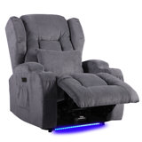 Upholstered Power Reclining Home Theater Seat with Cup Holder