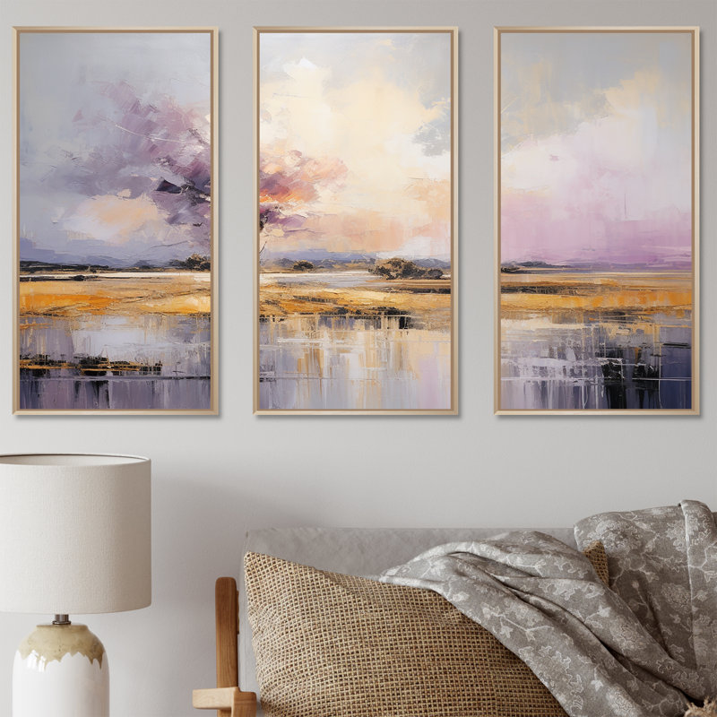 Gris, foudre, tempête, charme champêtre - ensemble de reproductions d'art mural éclair, H 40 po x l 60 po x P 1 po