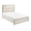 Grand lit moderne avec revêtement en chenille et tête de lit à DEL, qualité or blanc antique, cadre en bois luxueux avec lumières de tête de lit rembourrées, élément