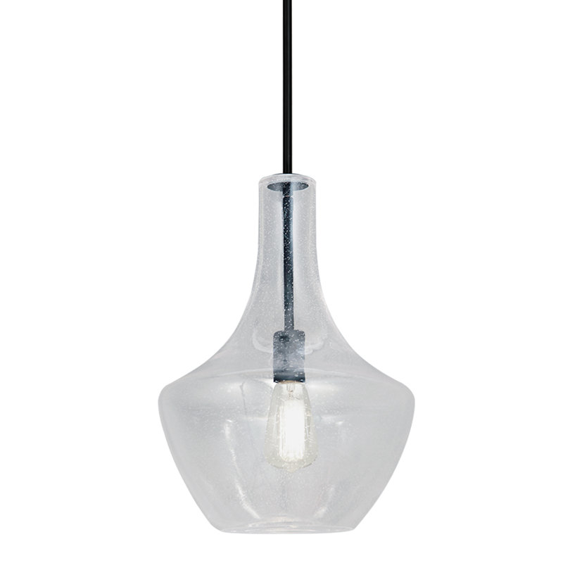 Luminaire suspendu géométrique unique à 1 lumière Ocampo, Noir mat, H 19 po x l 14 po x P 14 po