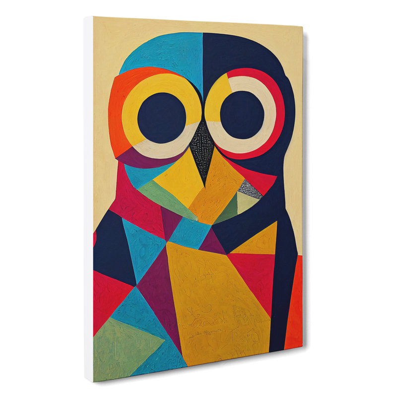 Abstract Owl In Colour - Wrapped Canvas, 50cm H x 35cm W