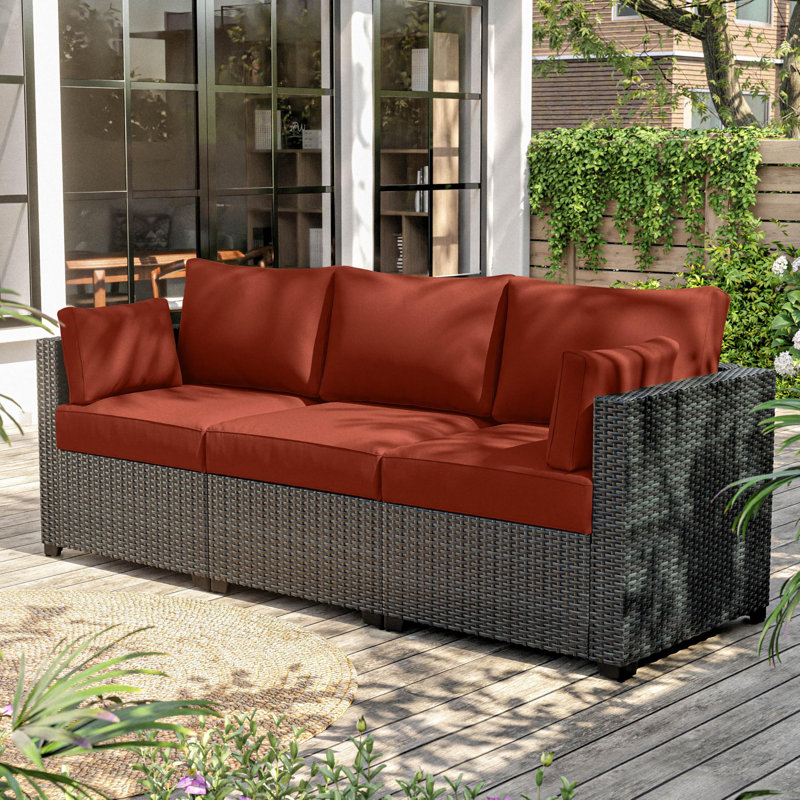 Wynee 8Pcs Outdoor Cushions Patio Furniture Cushions Replacement Set For 3 Seats, Terra Red