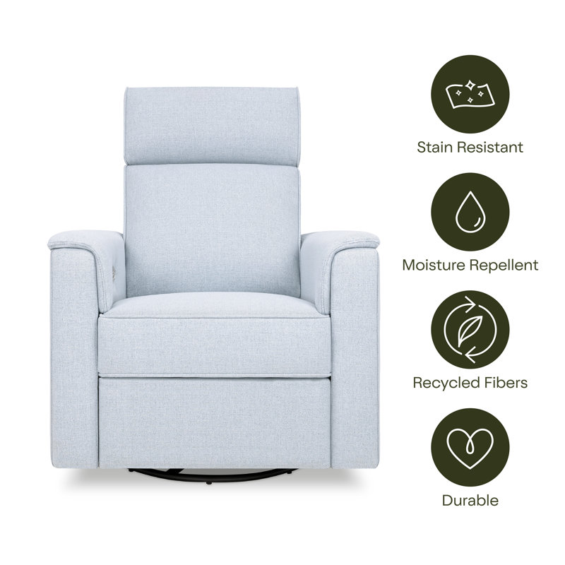 Chambray Eco-Twill Power Recliner with Swivel and Glider