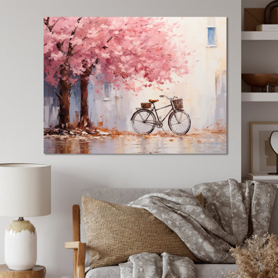 Rose et blanc fleurs printanières vélo III - art mural vélo