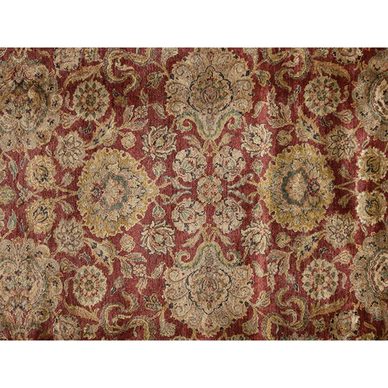 High-Quality Hand-Knotted Red And Green Area Rug