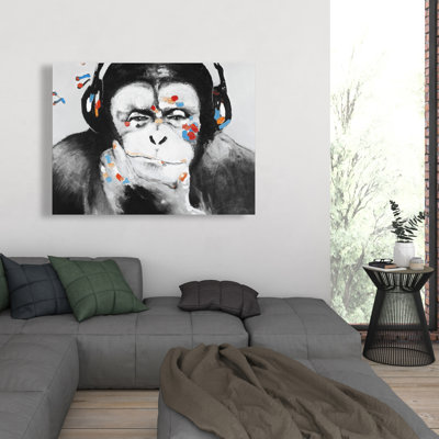 Art sur toile, singe avec casque