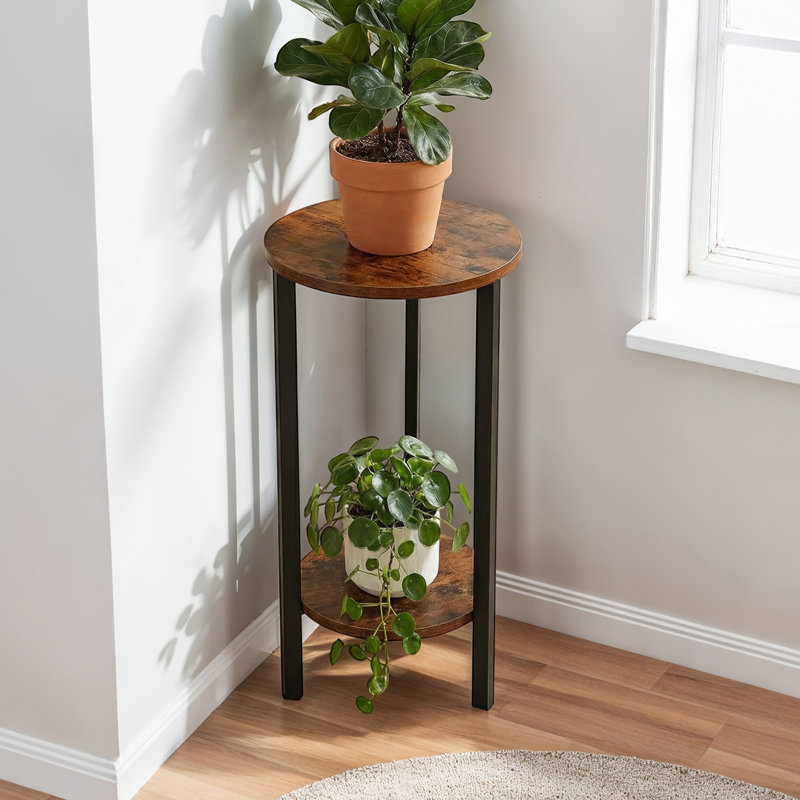 Support à plantes rond Migues, Bois de grange / noir, H 31,5 po x L 15 po x l 15 po