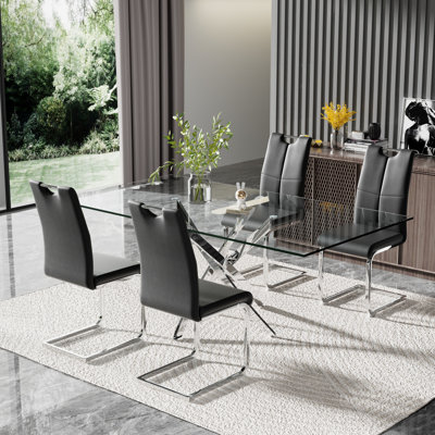 Gracieleigh Glass Top Pedestal Dining Set