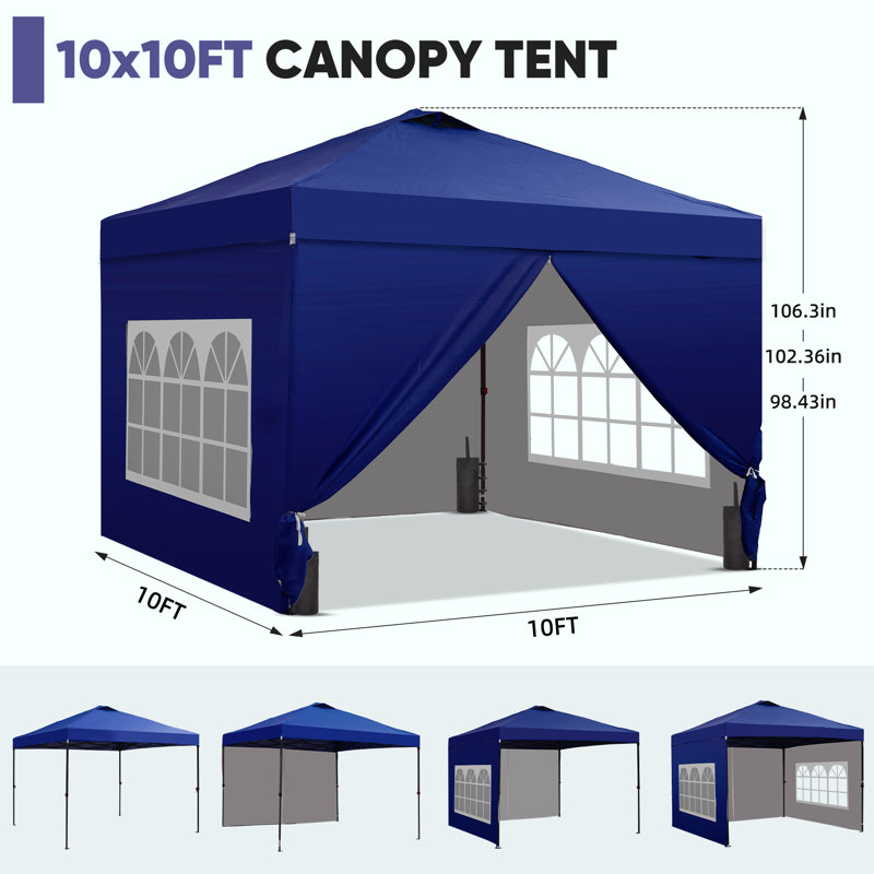 One-Push Set Up Canopy Tents, 10 (ft.) x 10 (ft.), Navy Blue